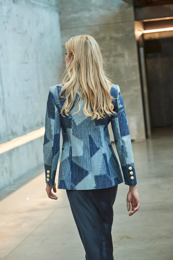 BLAZER DENIM PATCHWORK BLOSSOM