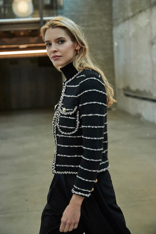 CHAQUETA TWEED DE PAILLETES NEGRA NORTON