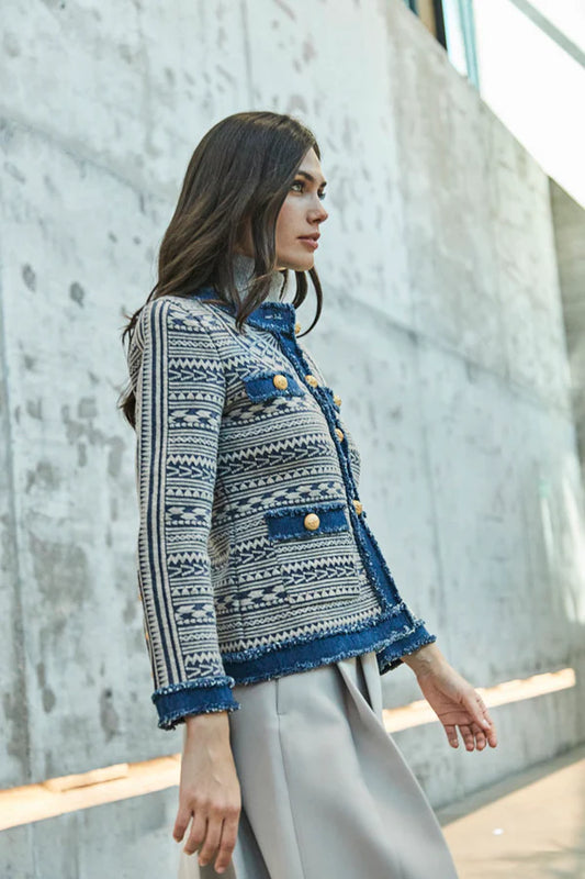 CHAQUETA TWEED ALPACA AZUL GASTON