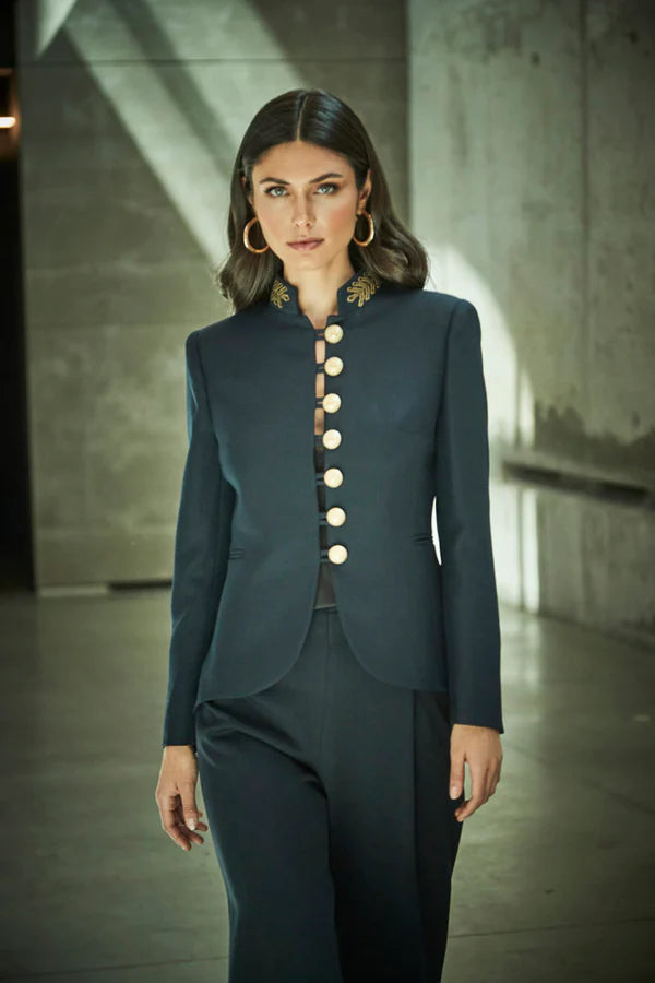 BLAZER AZUL MARINO CORTE ENTALLADO POPPY