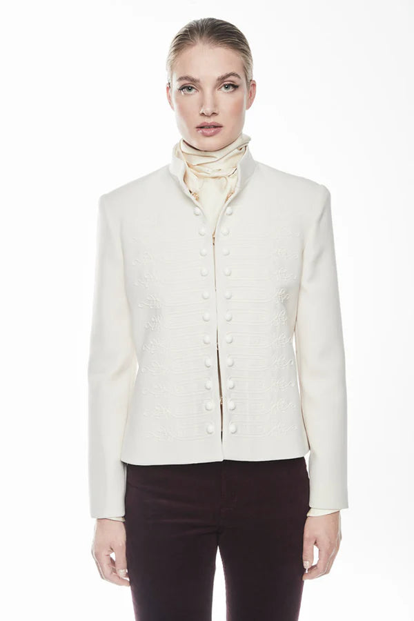 BLAZER BORDADO CON BOTONES BLANCO BIANCA