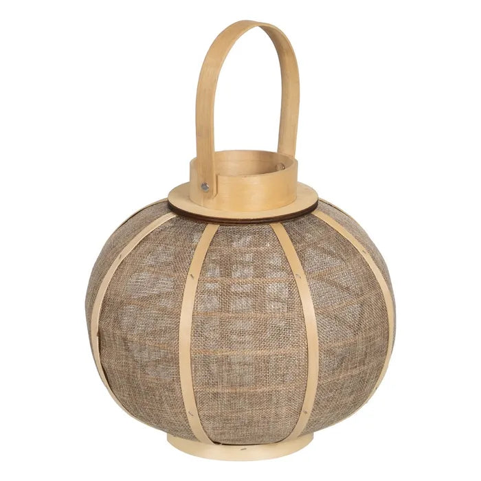 FAROL PORTAVELAS NATURAL YUTE DECORACIÓN PEQUEÑO