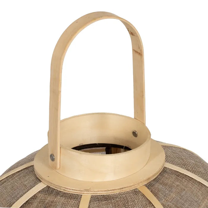 FAROL PORTAVELAS NATURAL YUTE DECORACIÓN GRANDE