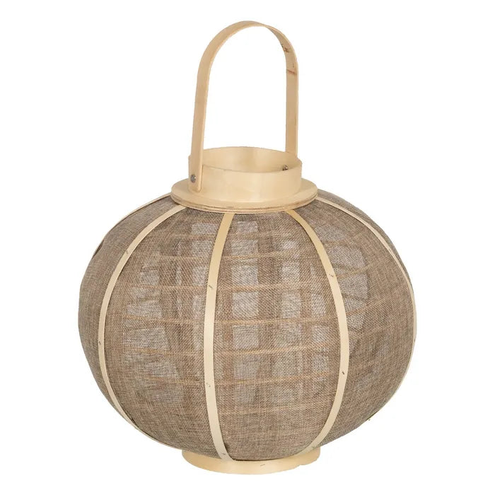 FAROL PORTAVELAS NATURAL YUTE DECORACIÓN GRANDE