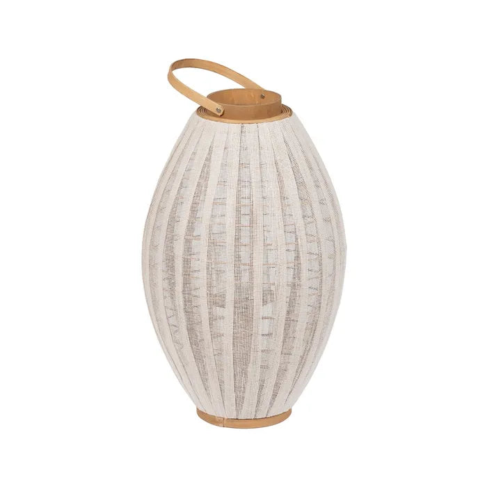 FAROL PORTAVELAS NATURAL-BEIGE BAMBÚ TAMAÑO PEQUEÑO