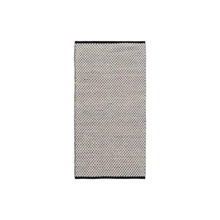 ALFOMBRA BLANCO-NEGRO TEJIDO DECORACIÓN PEQUEÑA