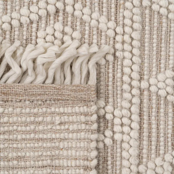 ALFOMBRA CREMA TEJIDO DECORACIÓN MEDIANA