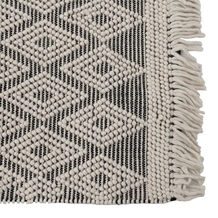 ALFOMBRA BLANCO-NEGRO TEJIDO DECORACIÓN GRANDE