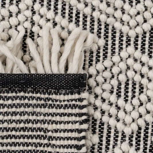 ALFOMBRA BLANCO-NEGRO TEJIDO DECORACIÓN PEQUEÑA