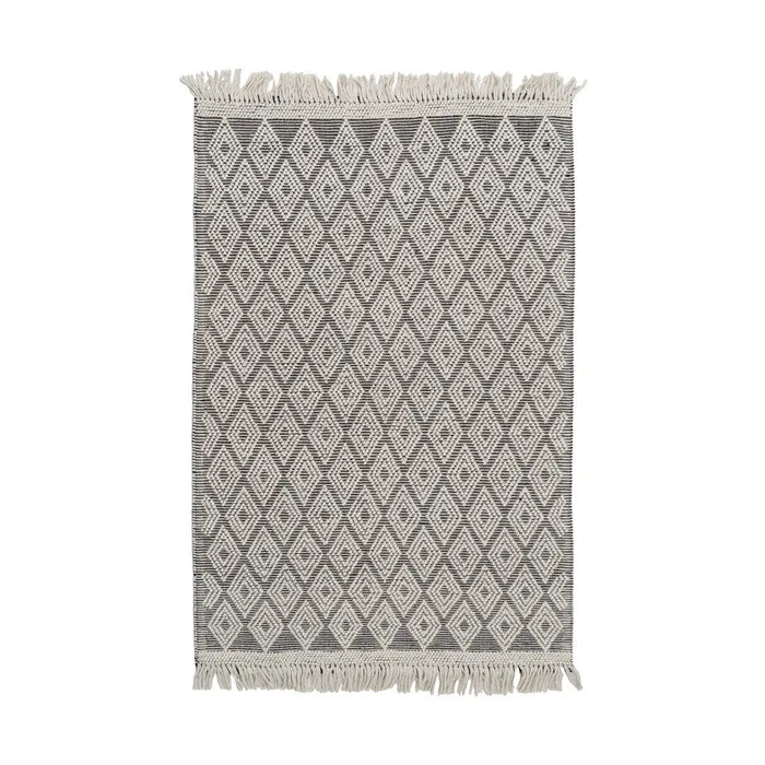 ALFOMBRA BLANCO-NEGRO TEJIDO DECORACIÓN MEDIANA