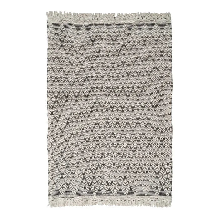 ALFOMBRA BLANCO-NEGRO TEJIDO DECORACIÓN GRANDE
