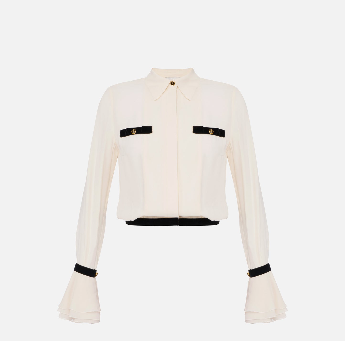 Camisa de georgette con botones joya