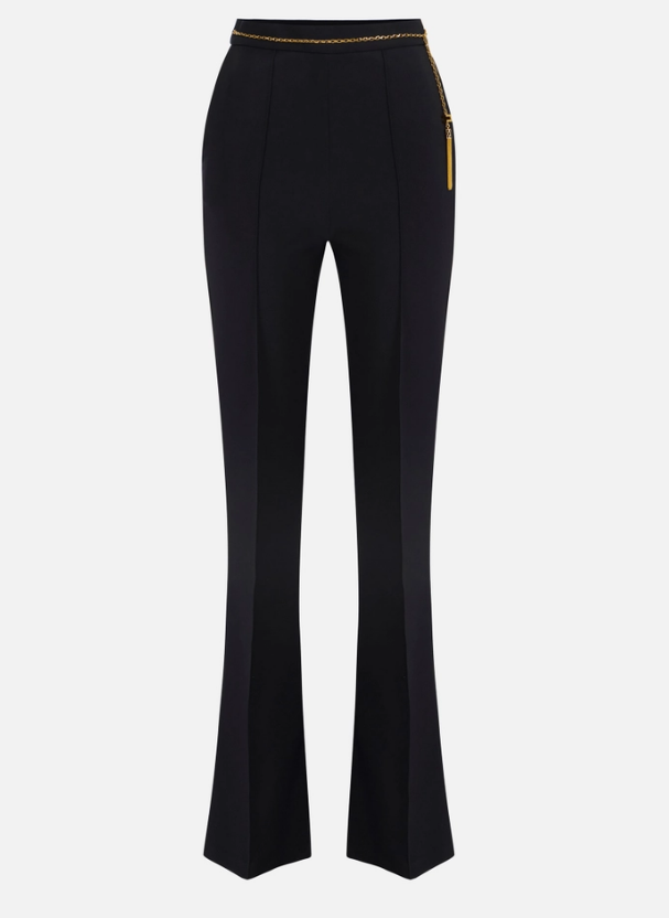Pantalón de crepé ligero con cadena joya