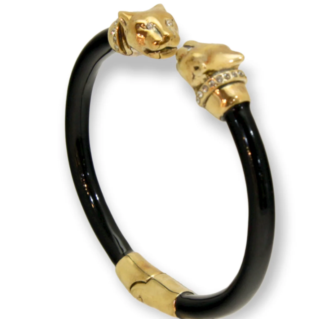 Bracelet Small Panther Black and Gold Enamel - GOLD Diamonds Crystals
