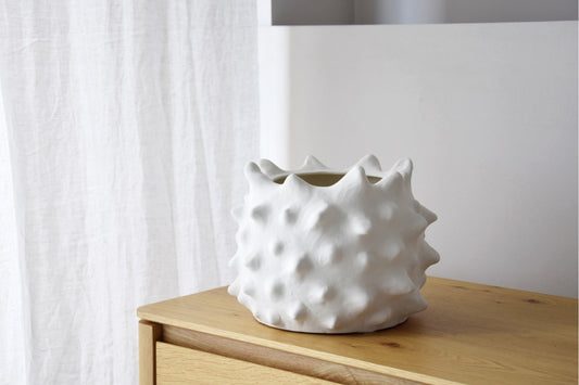 JARRÓN CERÁMICA SOLAR BLANCO ROTO BAJO