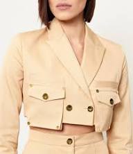 WOMEN'S JACKET CROP CAMEL