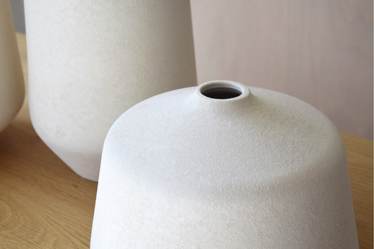 JARRÓN CERÁMICA COL CÍES. BLANCO. BAJO