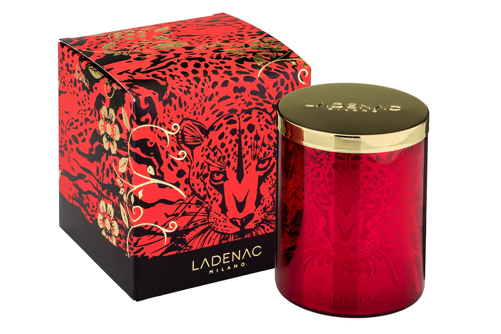 LEOPARDO VELA EN VASO 350gr TAPA ORO LADENAC