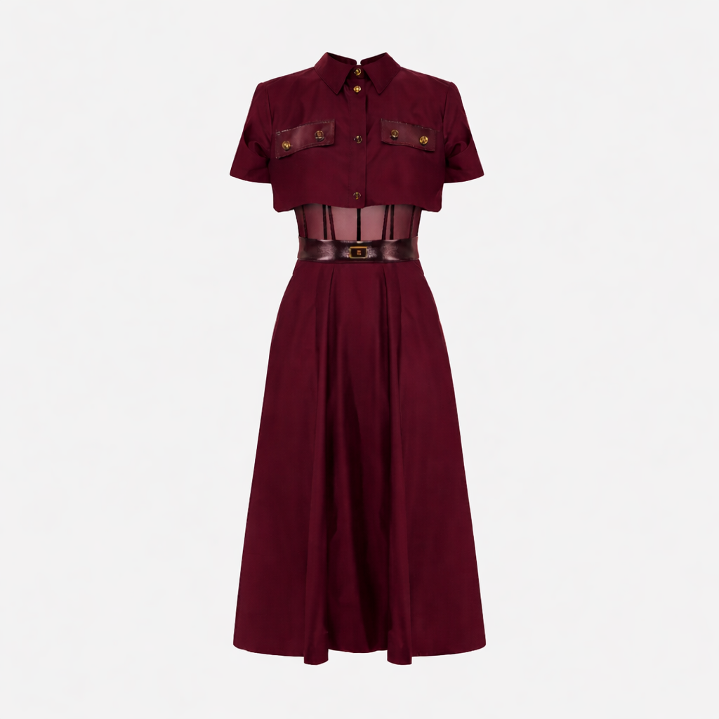 Vestido de tejido lona y tul