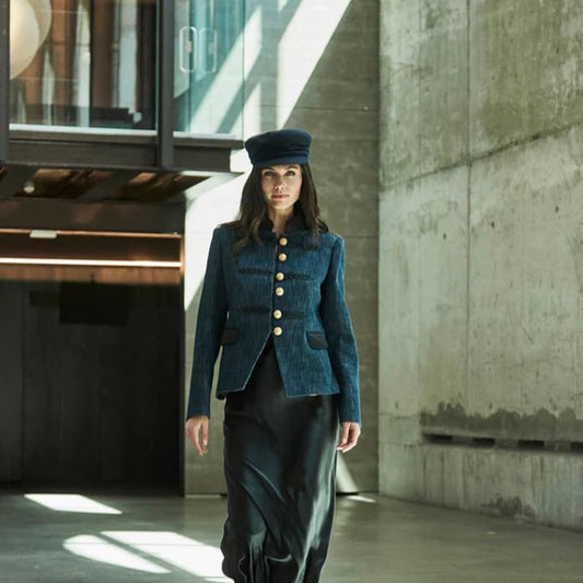 BLAZER DENIM BORDADO ESPIGA RENATA BLEU