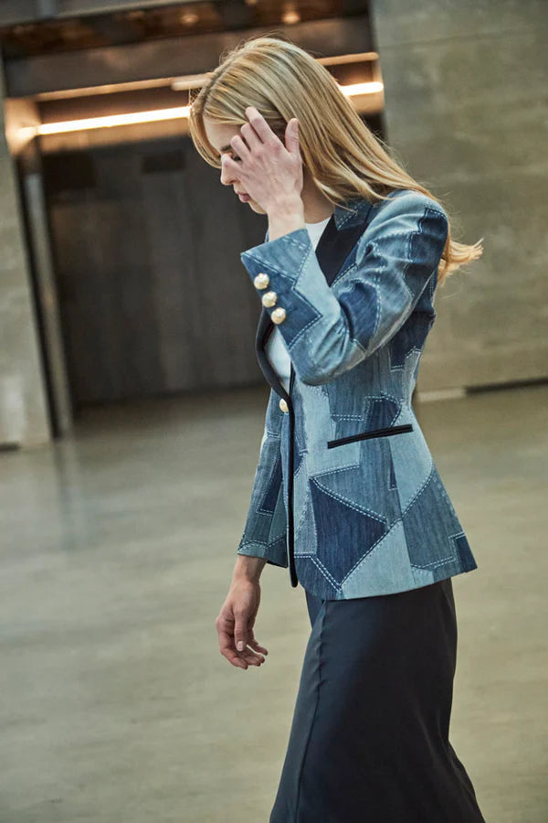 BLAZER DENIM PATCHWORK BLOSSOM
