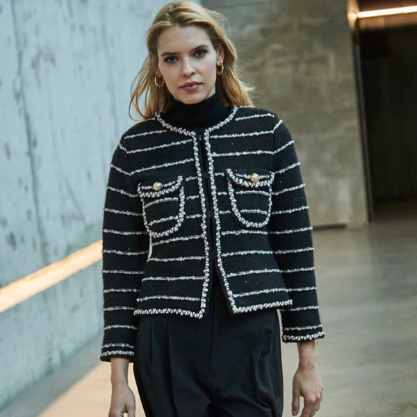 CHAQUETA TWEED DE PAILLETES NEGRA NORTON