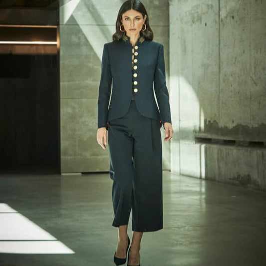 BLAZER AZUL MARINO CORTE ENTALLADO POPPY