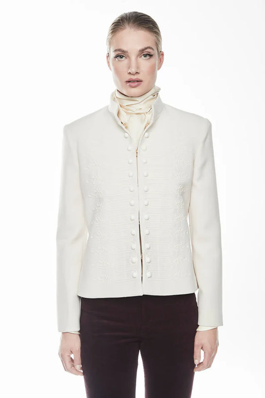 BLAZER BORDADO CON BOTONES BLANCO BIANCA