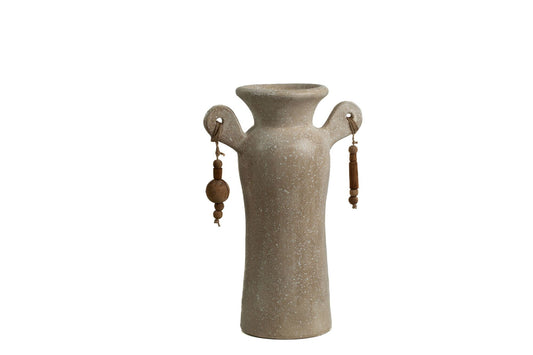 JARRON CERAMICA C/COLGANTES MADERA