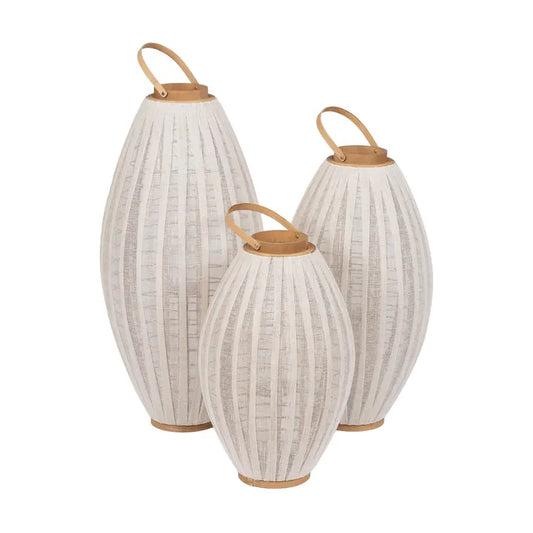 FAROL PORTAVELAS NATURAL-BEIGE BAMBÚ TAMAÑO PEQUEÑO