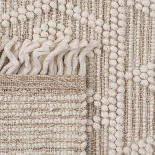 ALFOMBRA CREMA TEJIDO DECORACIÓN PEQUEÑA