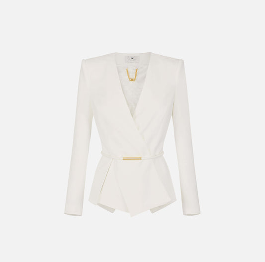 Chaqueta de crepé ligero con cinturón