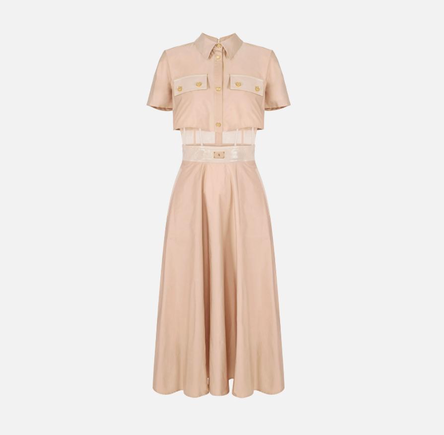 Vestido de tejido lona y tul