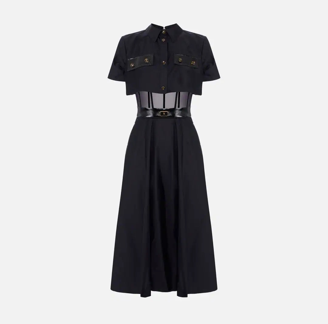 Vestido de tejido lona y tul