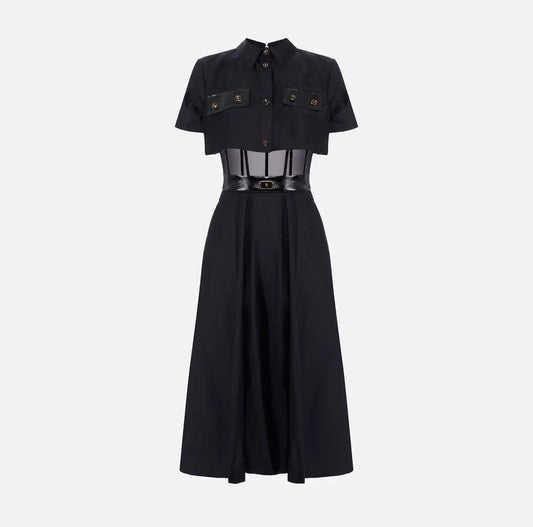Vestido de tejido lona y tul