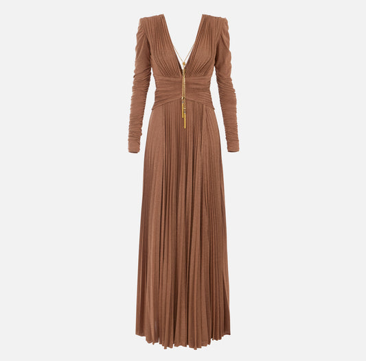 Vestido Red Carpet de punto de lurex con collar