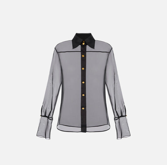 Camisa blusa negra organdi