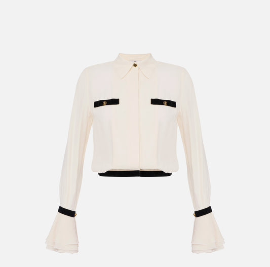 Camisa de georgette con botones joya