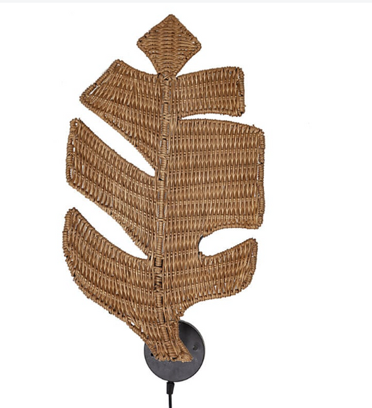 LÁMPARA PARED HOJA RATTAN