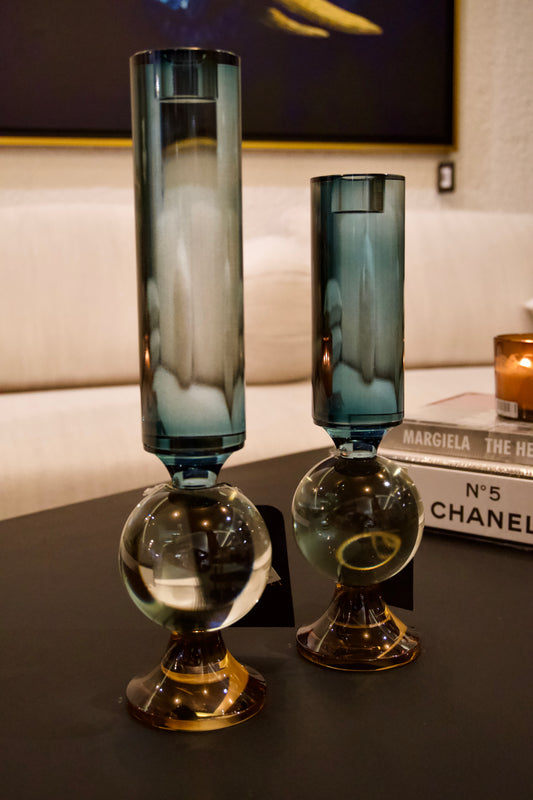 CANDELABRO TUBO CRISTAL COLOR. GRANDE