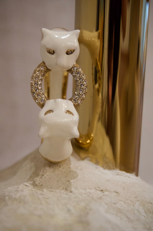 Pulsera Pantera Blanca  con Anillo de Cristal