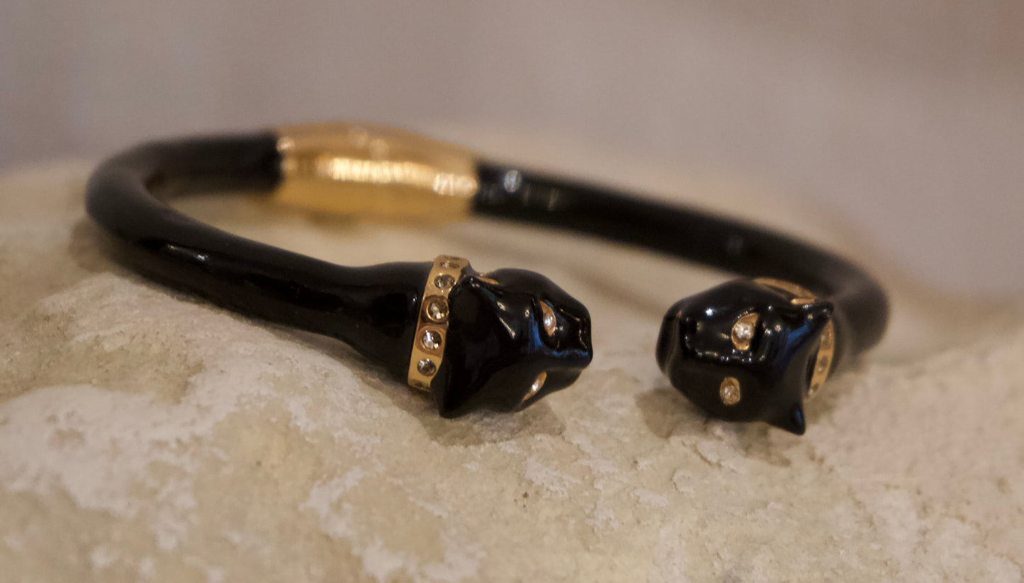 Bracelet Small Panther Total Black Enamel - Black Diamonds Crystals