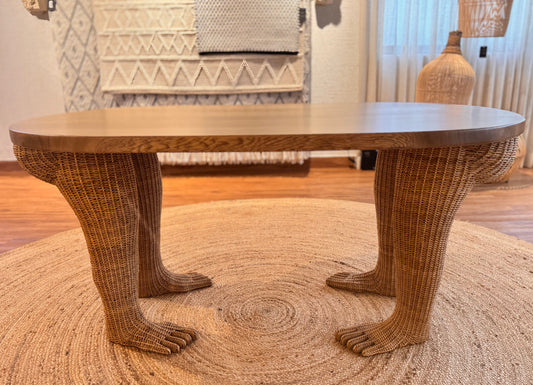 MESA COMEDOR MADERA ROBLE MIMBRE
