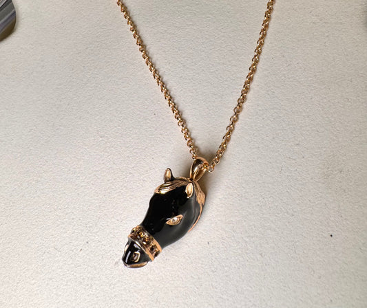 Colgante Caballo Esmalte Negro