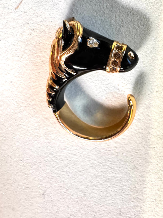 ANILLO HORSE NEGRO/DORADO