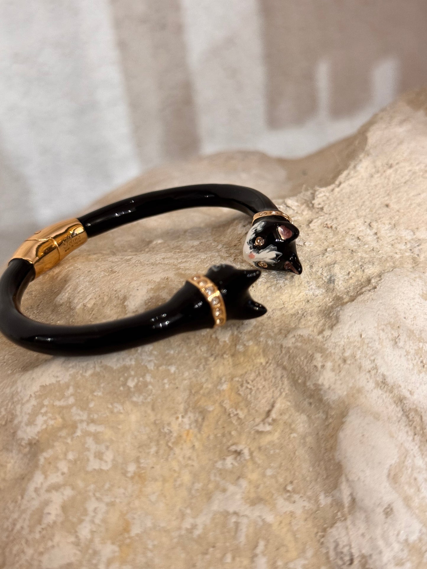 BRACELET NEGRO BLANCO CON CRISTALES