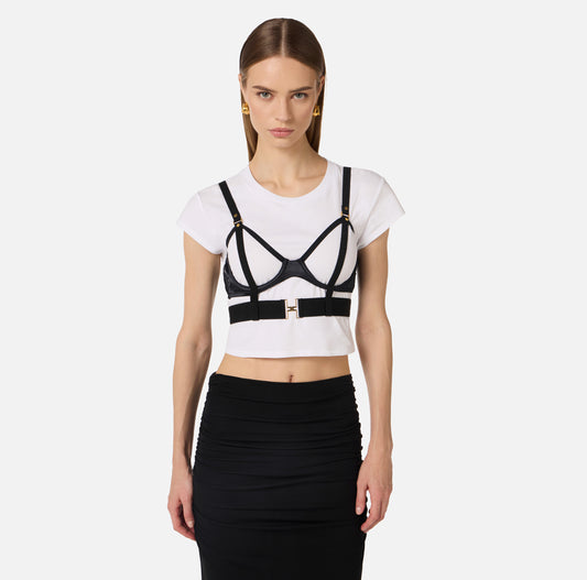 WOMEN'S TSHIRT STRAPS BLACK & WHITE