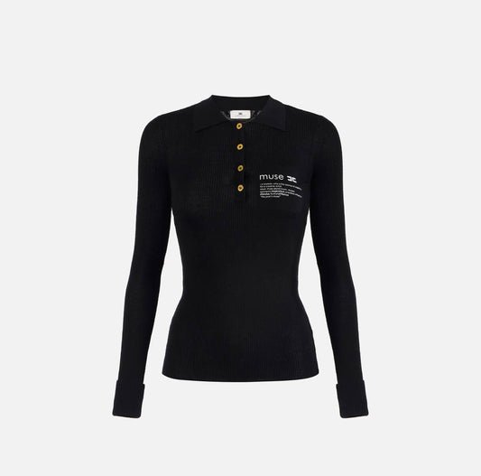 Polo de punto con detalle de letras