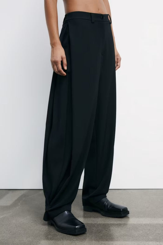 PANTALON TROUSERS NERO CON APERTURA