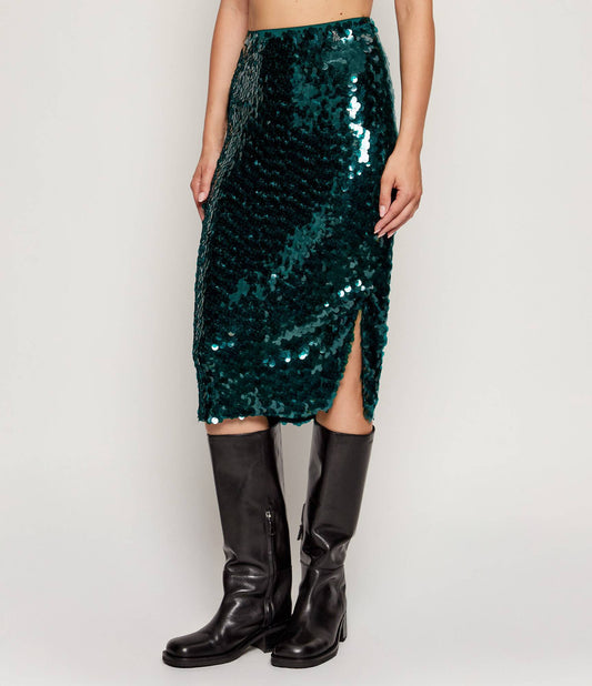 SKIRT DEEP GREEN SEQUIN